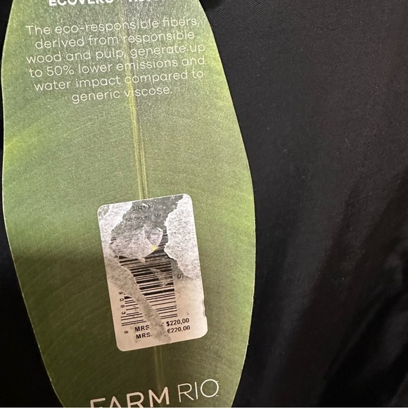 NWT Farm Rio Heart Neckline Mini Dress Smocked Skirt Ruffle Black Sz S reg $220 - Picture 9 of 10